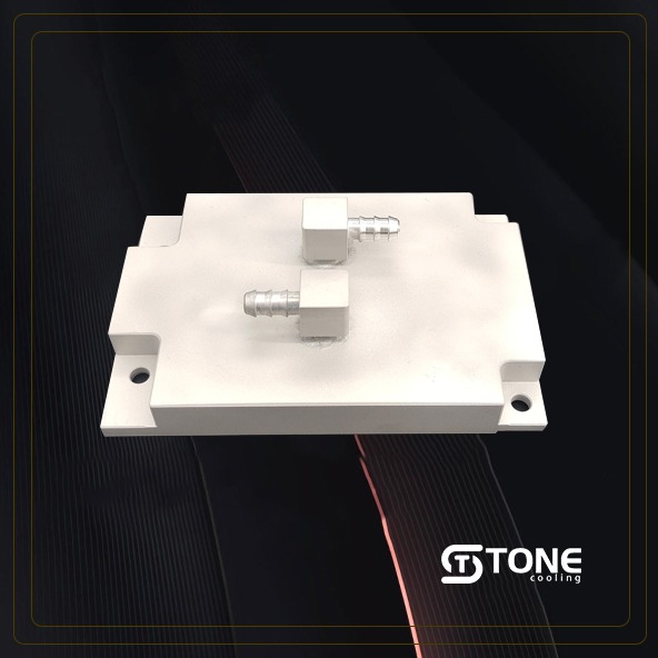 ToneCooling T-HS202318 copper liquid cold plate for AMD EPYC SP3 (LGA4094) CPUs, 118 × 92 × 16 mm, top view
