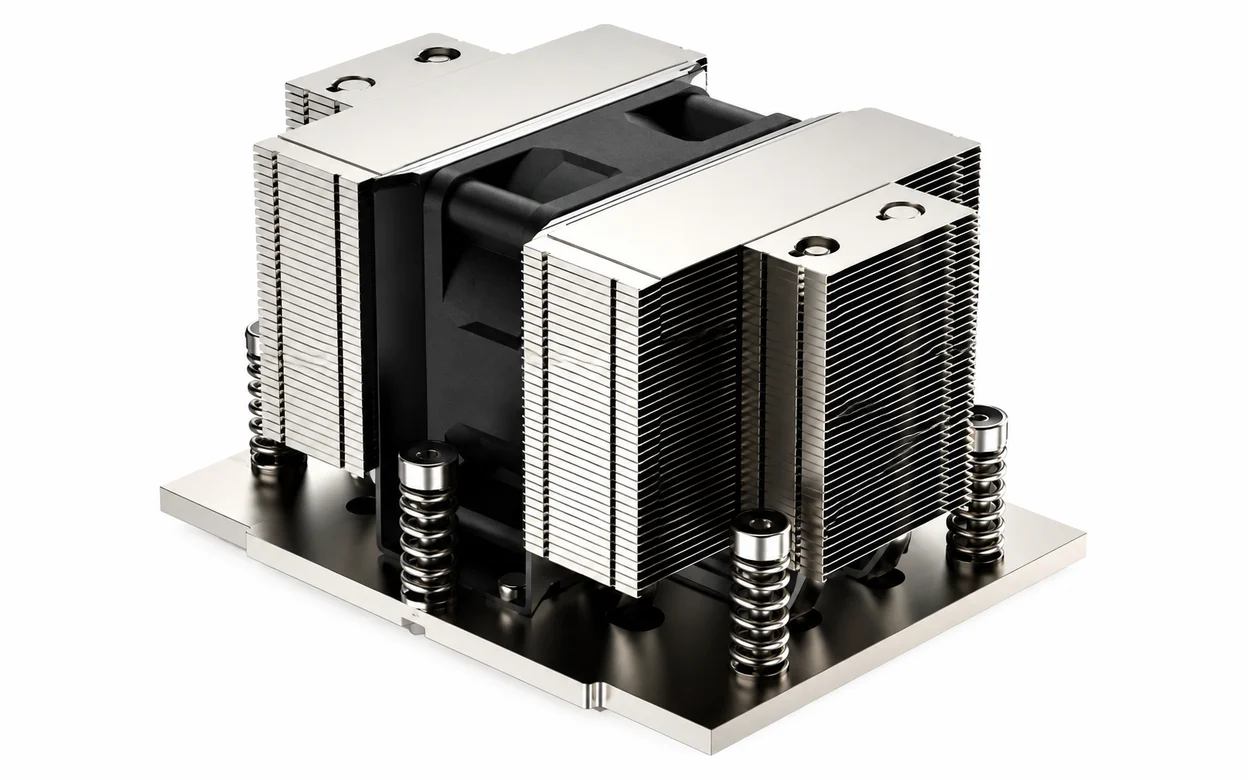 2U server CPU air cooler heat sink with heat pipes and fin stack - ToneCooling